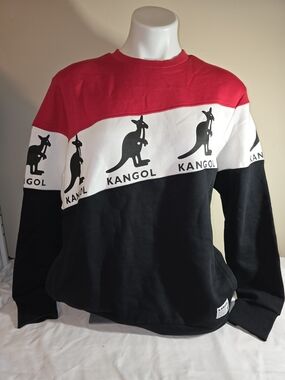Kangol Red White and Black Logo Panel Crewneck